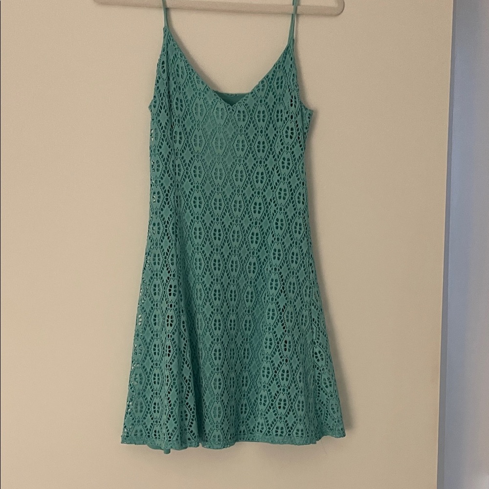 Aqua Teal Lace Mini Dress